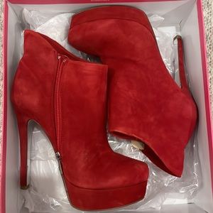 Chinese Laundry by Kristen Cavallari red kid suede ankle boots style Lavish